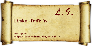 Liska Irén névjegykártya